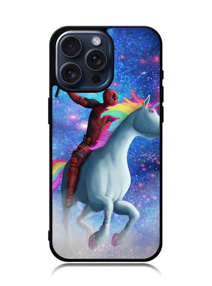 Deadpool on a Unicorn iPhone 15 Pro Max Case BLN9335