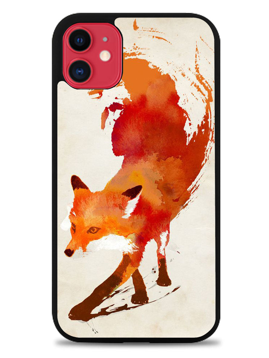 Watercolor art orange red fox animal iPhone 11 Case