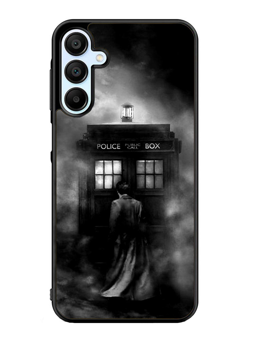 Doctor Who Tardis Police Box Black White Samsung Galaxy A25 5G Case