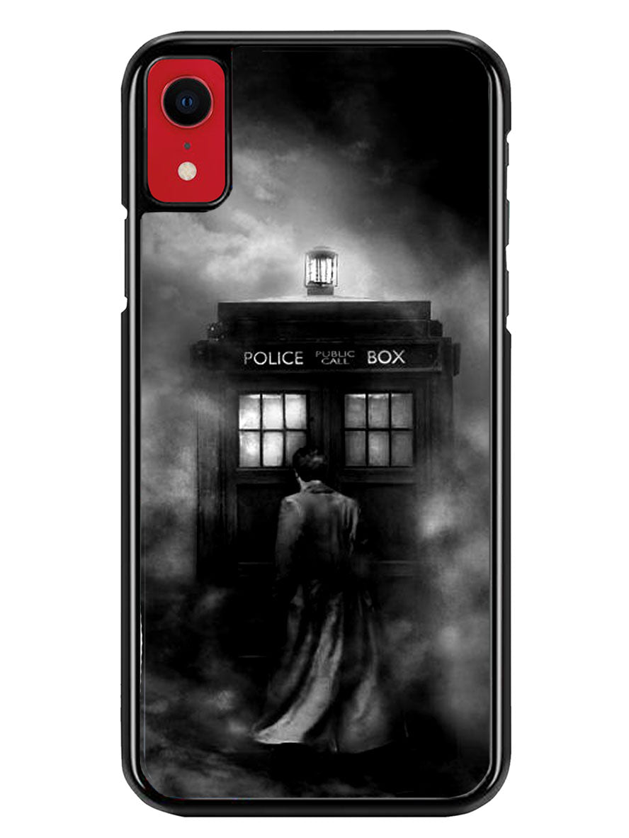 Doctor Who Tardis Police Box Black White iPhone XR Case
