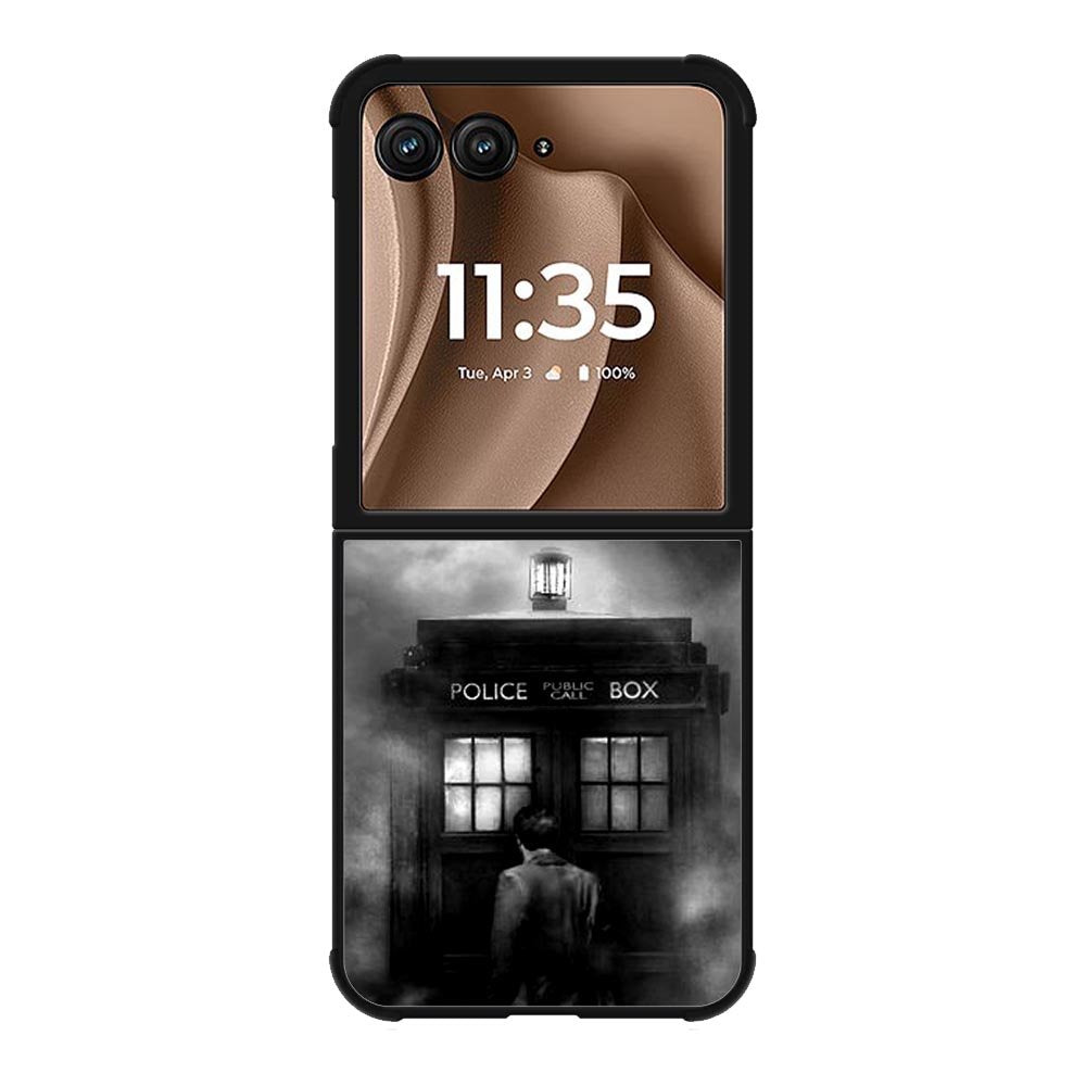 Doctor Who Tardis Police Box Black White Motorola Moto RAZR Plus 2025 Case