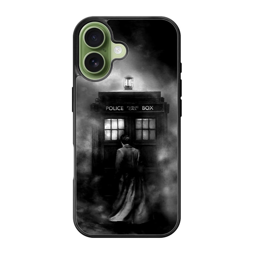 Doctor Who Tardis Police Box Black White iPhone 17 Case
