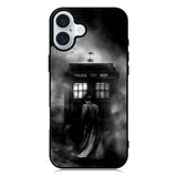 Doctor Who Tardis Police Box Black White iPhone 16 Case