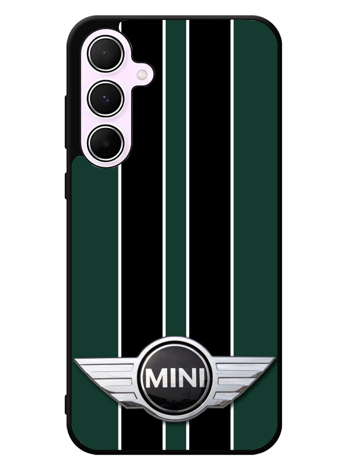 Mini Cooper Style British Racing Black Green Samsung Galaxy A35 5G Case