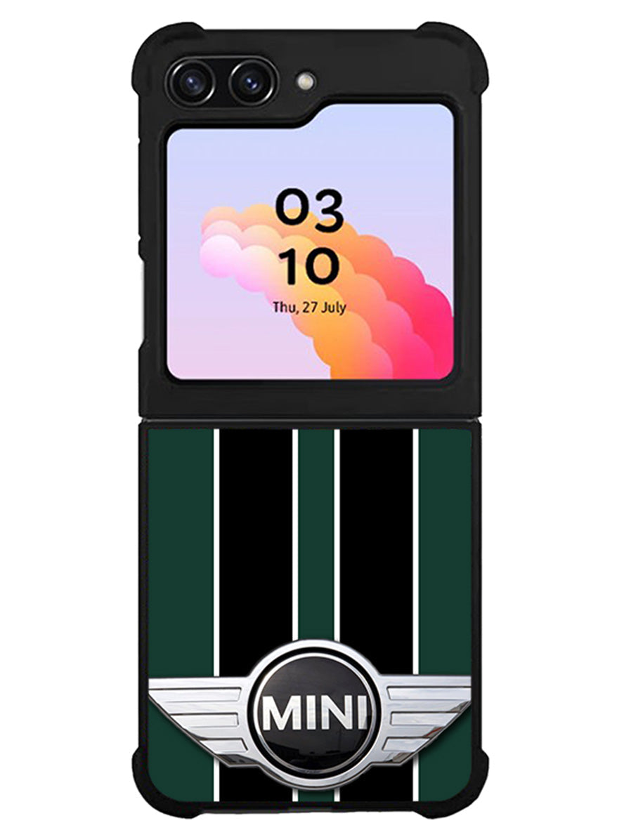 Mini Cooper Style British Racing Black Green Samsung Galaxy Z Flip 5 5G 2023 Case