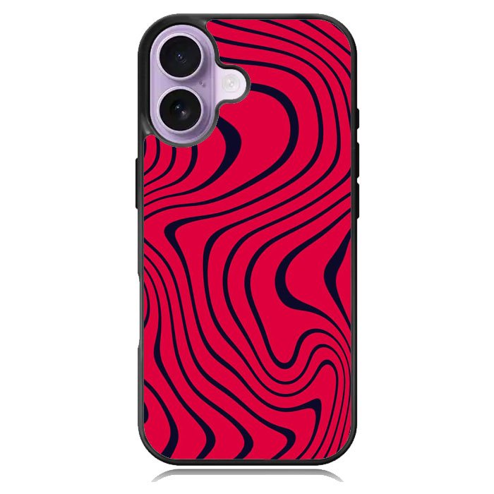 Pewdiepie Red And Black Wavy iPhone 16 Plus Case DC1400