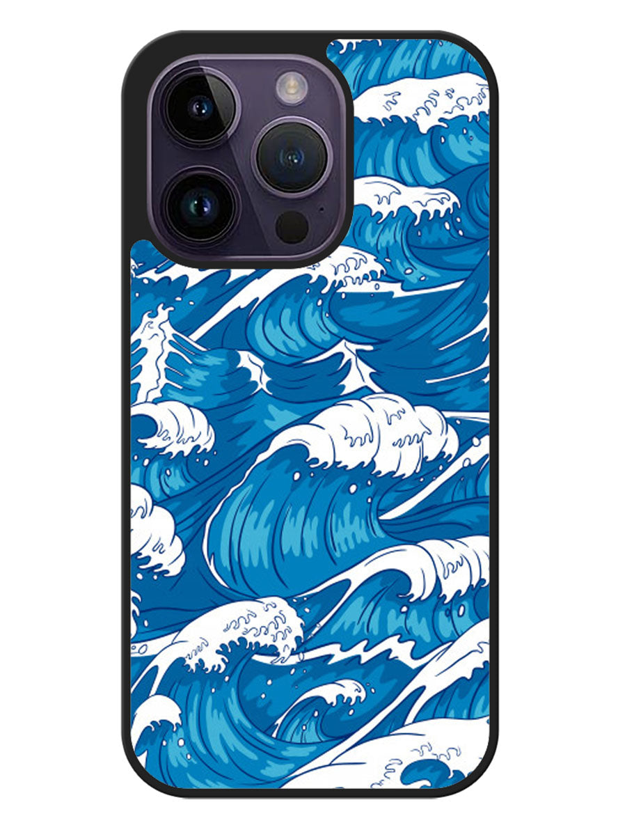 storm waves seamless pattern raging ocean water sea iPhone 14 Pro Max Case BLN0493