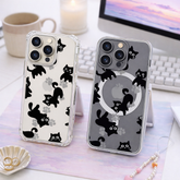 Black Cat Clear iPhone Case , Samsung Case, Cute Kitty Phone Case, Kawaii Cat Lover Gift, MagSafe Compatible Protective Case
