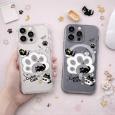 Cute Cat Paw iPhone Case , Samsung Case, Kawaii Black Cat Phone Case, Cartoon Kitty MagSafe Case, Cat Lover Gift Clear Cover