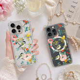 Vintage Floral Bird iPhone Case , Samsung Case, Cottagecore Phone Case, Botanical Flower Bird Cover, MagSafe Nature Lover Gift