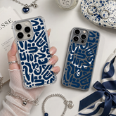 Blue Abstract Pattern iPhone Case , Samsung Case, Minimalist Modern Phone Cover, Contemporary Art MagSafe Case, Stylish Cover