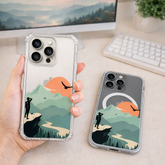 Mountain Adventure iPhone Case , Samsung Case, Hiking Landscape Phone Cover, Nature Travel Art, MagSafe Compatible