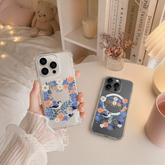 Blue Bird Floral Wreath iPhone Case , Samsung Case, Nature Inspired Phone Cover, Cottagecore Bird Art MagSafe Case