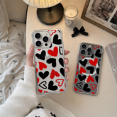 Red Black Heart Pattern iPhone Case , Samsung Case, Cute Love Aesthetic Phone Cover, Valentine MagSafe Case