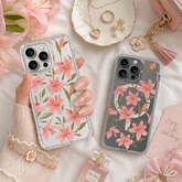 Pink Lily Floral iPhone Case , Samsung Case, Elegant Botanical Flower Phone Cover, Feminine MagSafe Case