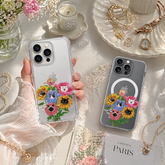 Floral Cat Bouquet iPhone Case , Samsung Case, Cute Cat Lover Phone Cover, Colorful Flower Cat MagSafe Case