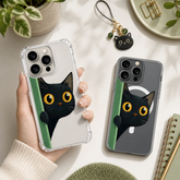 Peekaboo Black Cat iPhone Case , Samsung Case, Cute Curious Kitty Phone Cover, MagSafe Case