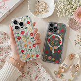 Scandinavian Floral Pattern iPhone Case , Samsung Case, Cute Folk Art Flower Phone Cover, MagSafe Case