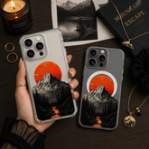Red Sun Mountain Landscape iPhone Case , Samsung Case, Japanese Nature Art Phone Cover, MagSafe Case