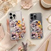 Elegant Boho Floral iPhone Case , Samsung Case, Modern Abstract Flower Phone Cover, MagSafe Case