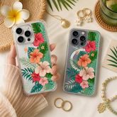 Tropical Hibiscus Flower iPhone Case , Samsung Case, Botanical Summer Floral Phone Cover, MagSafe Case