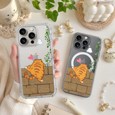 Cute Orange Cat Wall Climb iPhone Case , Samsung Case, Funny Kitty Love Phone Cover, MagSafe Case