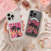 Sunset Palm Tree Beach iPhone Case , Samsung Case, Tropical Summer Vacation Phone Cover, MagSafe Case