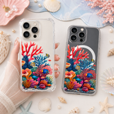 Colorful Coral Reef iPhone Case , Samsung Case, Underwater Ocean Clear Phone Case, MagSafe Compatible Tropical Fish Cover