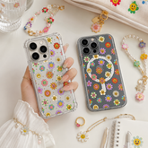 Smiley Flower iPhone Case , Samsung Case, Retro Floral Clear Phone Case, MagSafe Compatible Cute Daisy Phone Cover