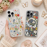 Butterfly Floral iPhone Case , Samsung Case, Cottagecore Flower Clear Phone Case, MagSafe Compatible Nature Phone Cover