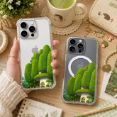 Cute Mushroom House iPhone Case , Samsung Case, Cottagecore Forest Clear Phone Case, MagSafe Compatible Fairy Garden Phone Cover