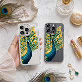 Peacock Feather iPhone Case , Samsung Case, Elegant Bird Clear Phone Case, MagSafe Compatible Boho Animal Phone Cover