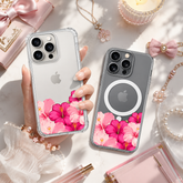 Pink Hibiscus iPhone Case , Samsung Case, Tropical Floral Clear Phone Case, MagSafe Compatible Hawaiian Flower Cover