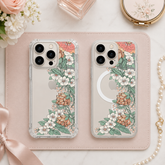 Vintage Floral iPhone Case , Samsung Case, Botanical Flower Clear Phone Case, MagSafe Compatible Cottagecore Phone Cover