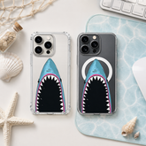 Funny Shark Mouth iPhone Case , Samsung Case, Bold Ocean Animal Clear Phone Case, MagSafe Compatible Cool Shark Cover