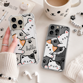 Cute Kawaii Cats iPhone Case , Samsung Case, Cartoon Cat Clear Phone Case, MagSafe Compatible Kitty Lover Cover