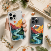 Mountain River Landscape iPhone Case , Samsung Case, Scenic Nature Clear Phone Case, MagSafe Compatible Adventure Art Cover