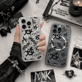Punk Graffiti Anarchy iPhone Case , Samsung Case, Grunge Rebel Clear Phone Case, MagSafe Compatible Street Art Cover