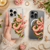 Floral Snake iPhone Case , Samsung Case, Botanical Serpent Clear Phone Case, MagSafe Compatible Nature Goth Cover