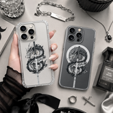 Samurai Dragon Sword iPhone Case , Samsung Case, Japanese Dragon Clear Phone Case, MagSafe Compatible Mythical Cover