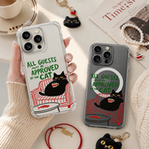 All Guests Approved by Cat iPhone Case , Samsung Case, Funny Black Cat Clear Phone Case, MagSafe Compatible Cat Lover Cover