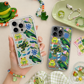Cute Frog Pond iPhone Case , Samsung Case, Playful Amphibian Clear Phone Case, MagSafe Compatible Nature Pattern Cover