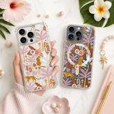 Leopard Jungle Pattern iPhone Case , Samsung Case, Tropical Safari Clear Phone Case, MagSafe Compatible Botanical Cover