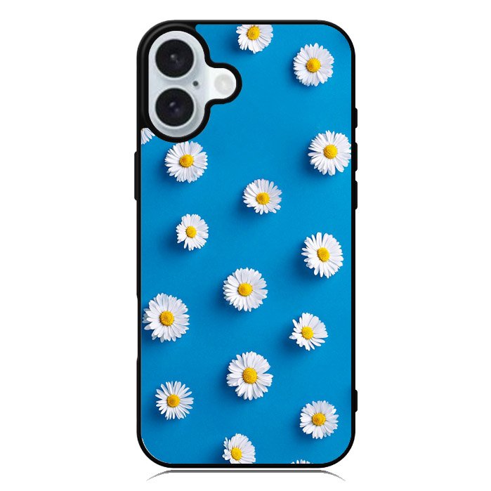 Daisy Blue Background iPhone 16 Plus Case