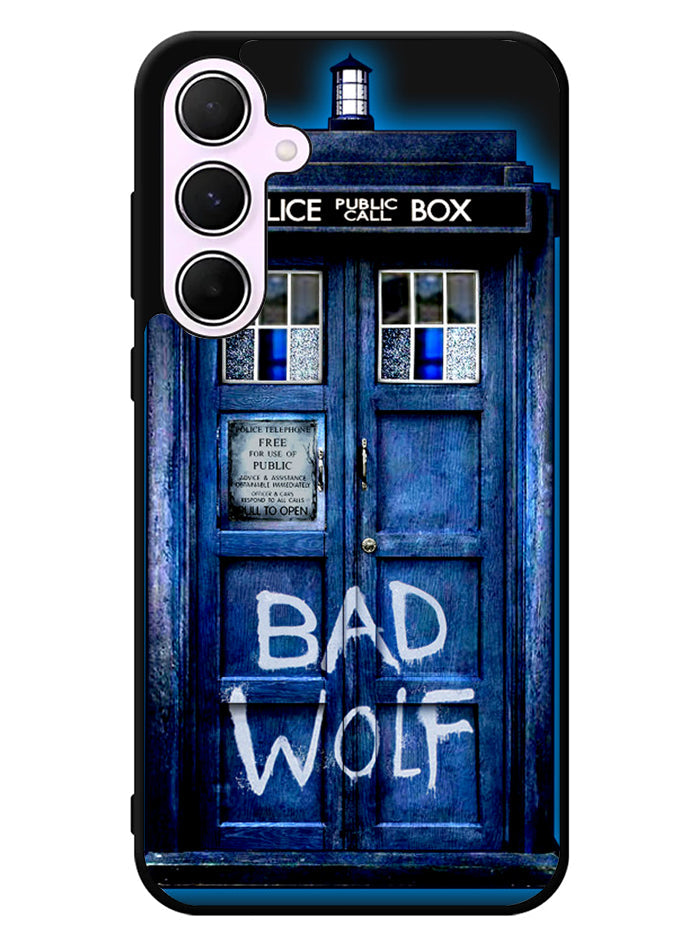 Doctor Who TARDIS Bad Wolf Blue Samsung Galaxy A55 5G Case