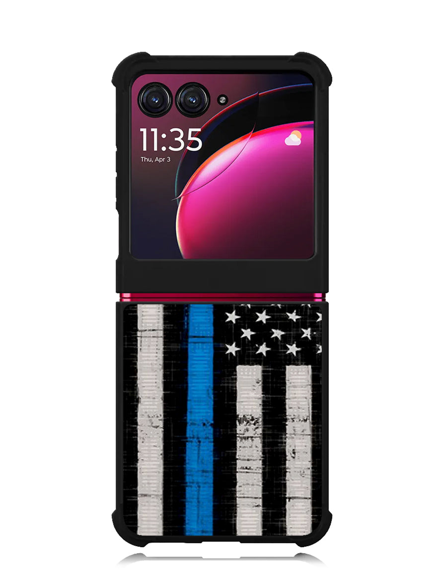 Police Blue Line Flag Motorola Moto Razr Plus 2023 , Moto Razr+ 2023 Case