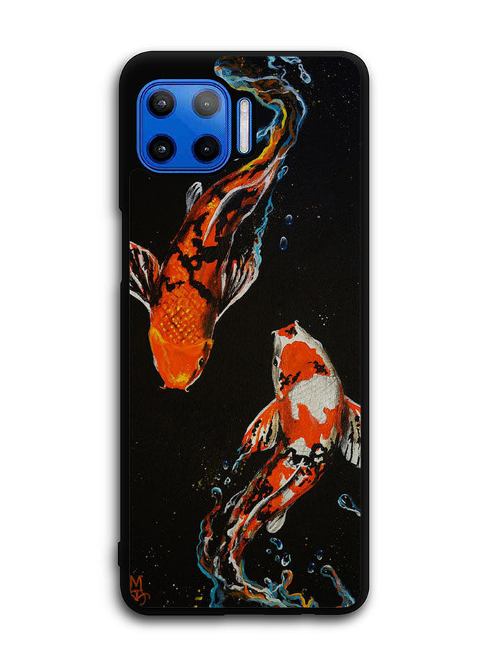 Koi Fish Watercolor Painting Motorola Moto One 5G Case , Moto One 5G UW Case , Moto G 5G Plus Case