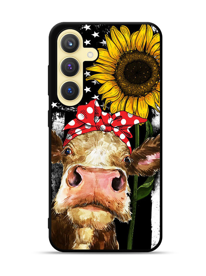 Cow With Tie SuNflower Samsung Galaxy S25 Plus 5G , Samsung Galaxy S25+ 5G Case