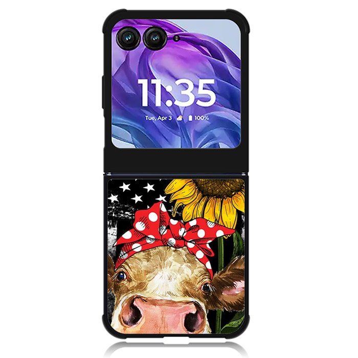 Cow With Tie SuNflower Motorola Moto Razr Plus 2024 , Moto Razr+ 2024 Case