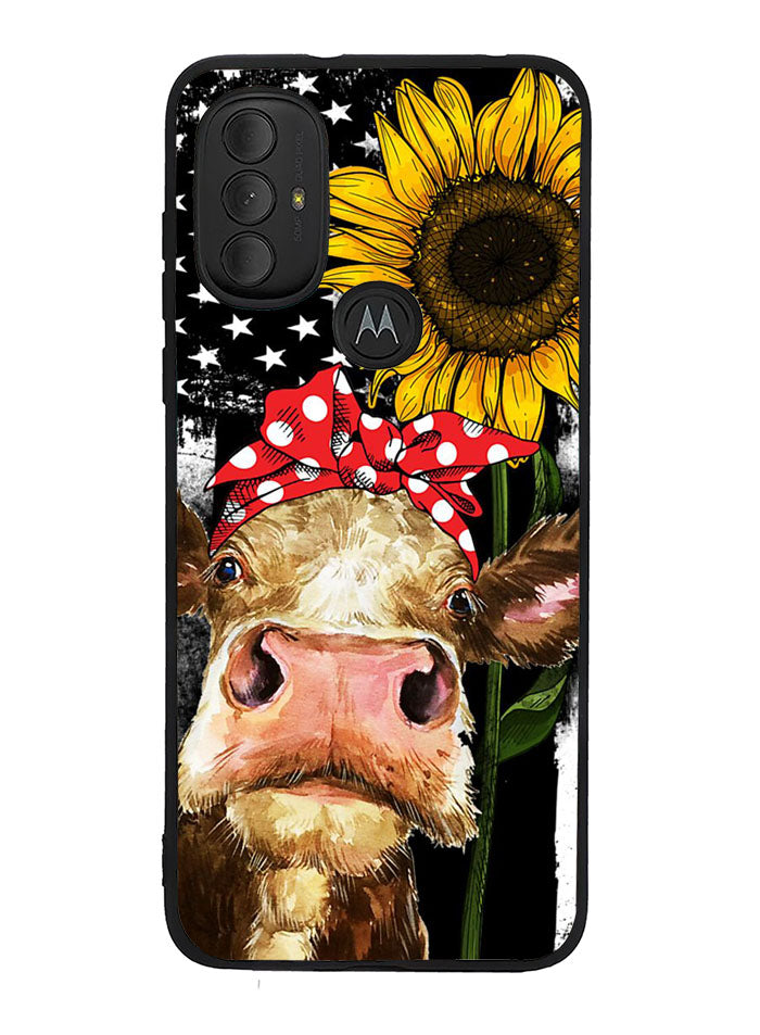 Cow With Tie SuNflower Motorola Moto G Pure 2021 , Moto G Power 2022 Case